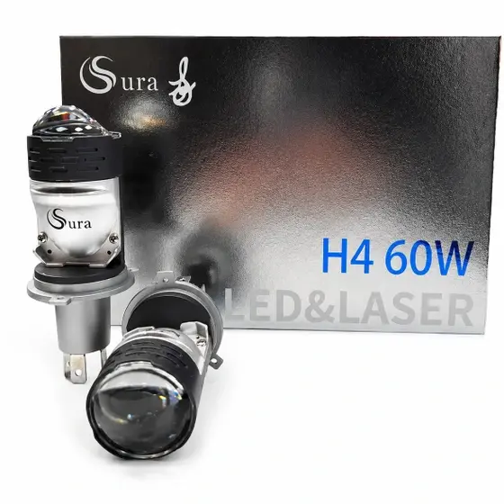 هدلایت لنز دار سورا Sura دورنگ سفید و زرد LED & LASER اورجینال نصب بصورت فابریکی با نوردهی و خط کات عالی بسته دو عددی